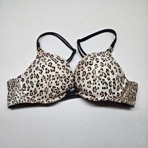 Victoria's Secret Women Bra 34B Beige Animal Print Push Up Underwired